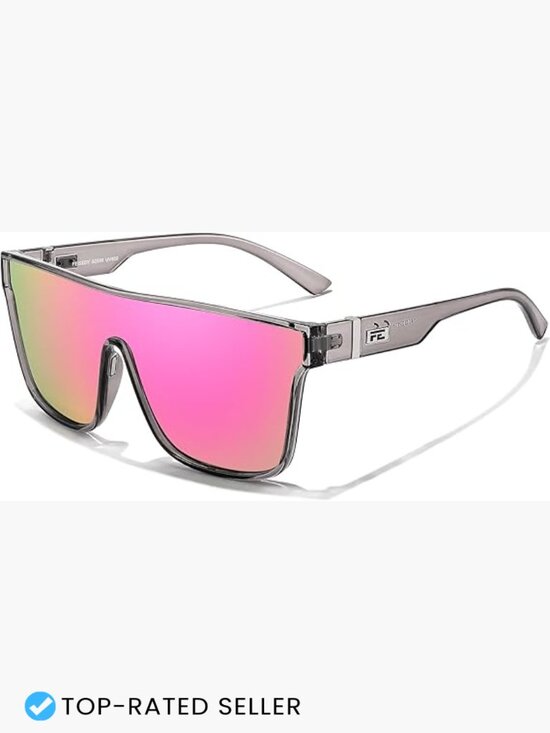 Oversized Square Flat Top Mirrored Sunglasses UV400 Protection Driving Shades main image 4